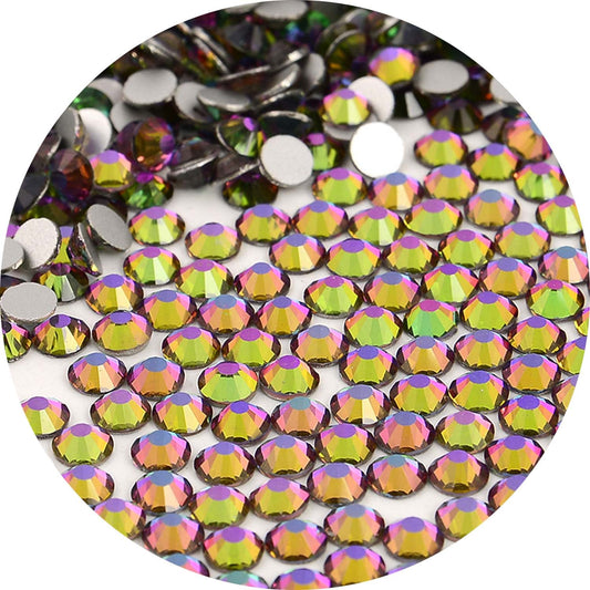 NCB Nancybeads green volcanic flat-back rhinestones add glassy sparkle to nails