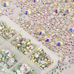 Two compact boxes with organized rhinestones for easy selection