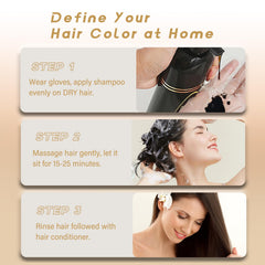 Final look reveals lustrous, soft hair with subtle silver hues.