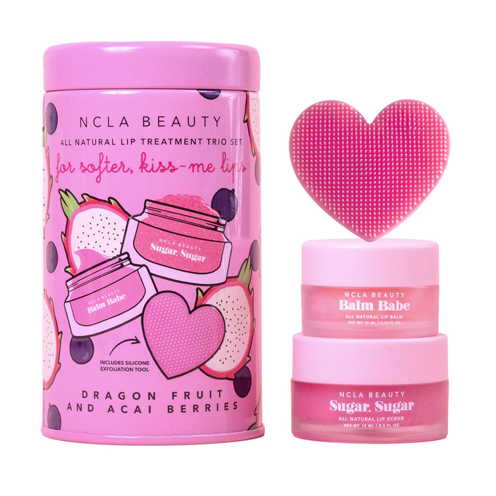 NCLA Beauty All Natural Lip Treatment Set lip balm nourishes dry lips with Dragon Fruit Acai Berry scent
