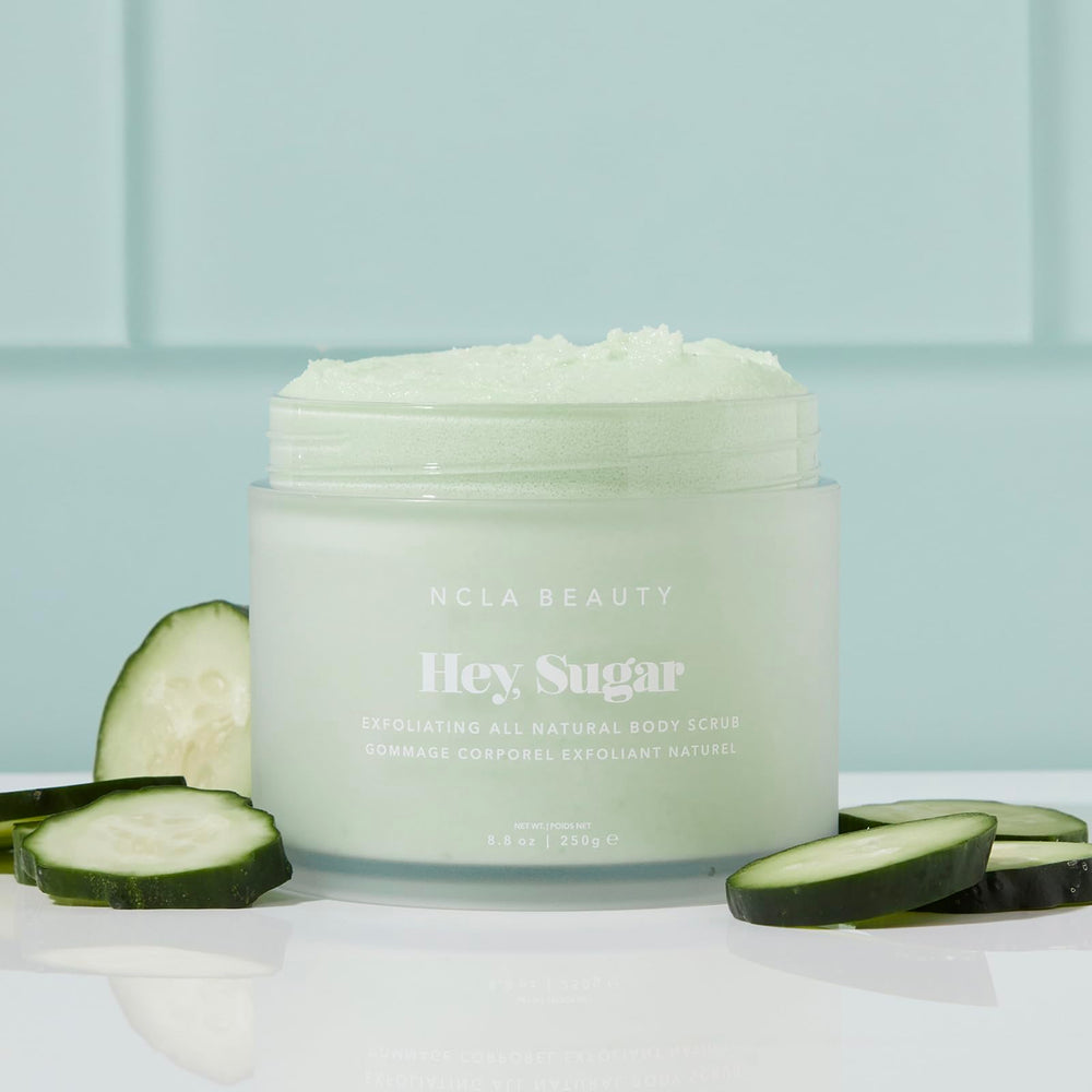 NCLA Beauty Hey Sugar cucumber scent close-up for refreshing body experience.