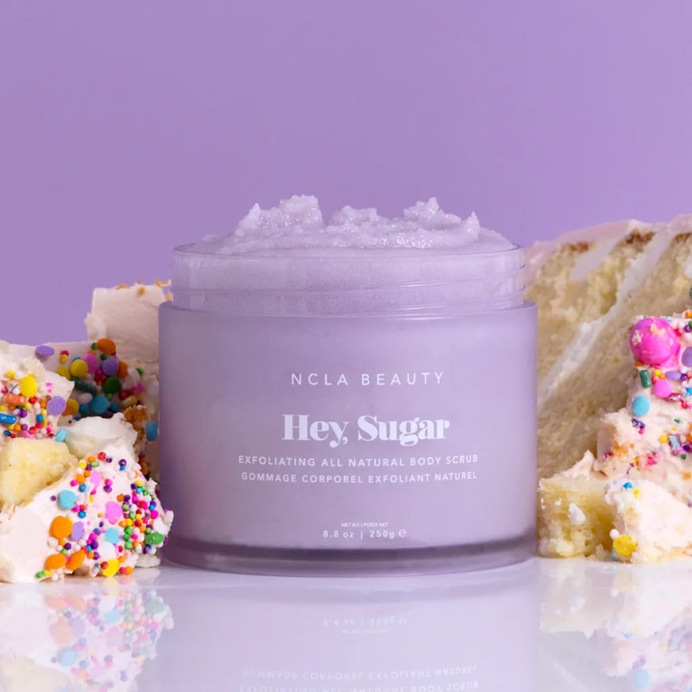Birthday cake scent from Hey Sugar fills the shower experience.