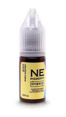 NE PIGMENTS Warm Chestnut bottle pour shows a rich golden-brown base for natural brows.