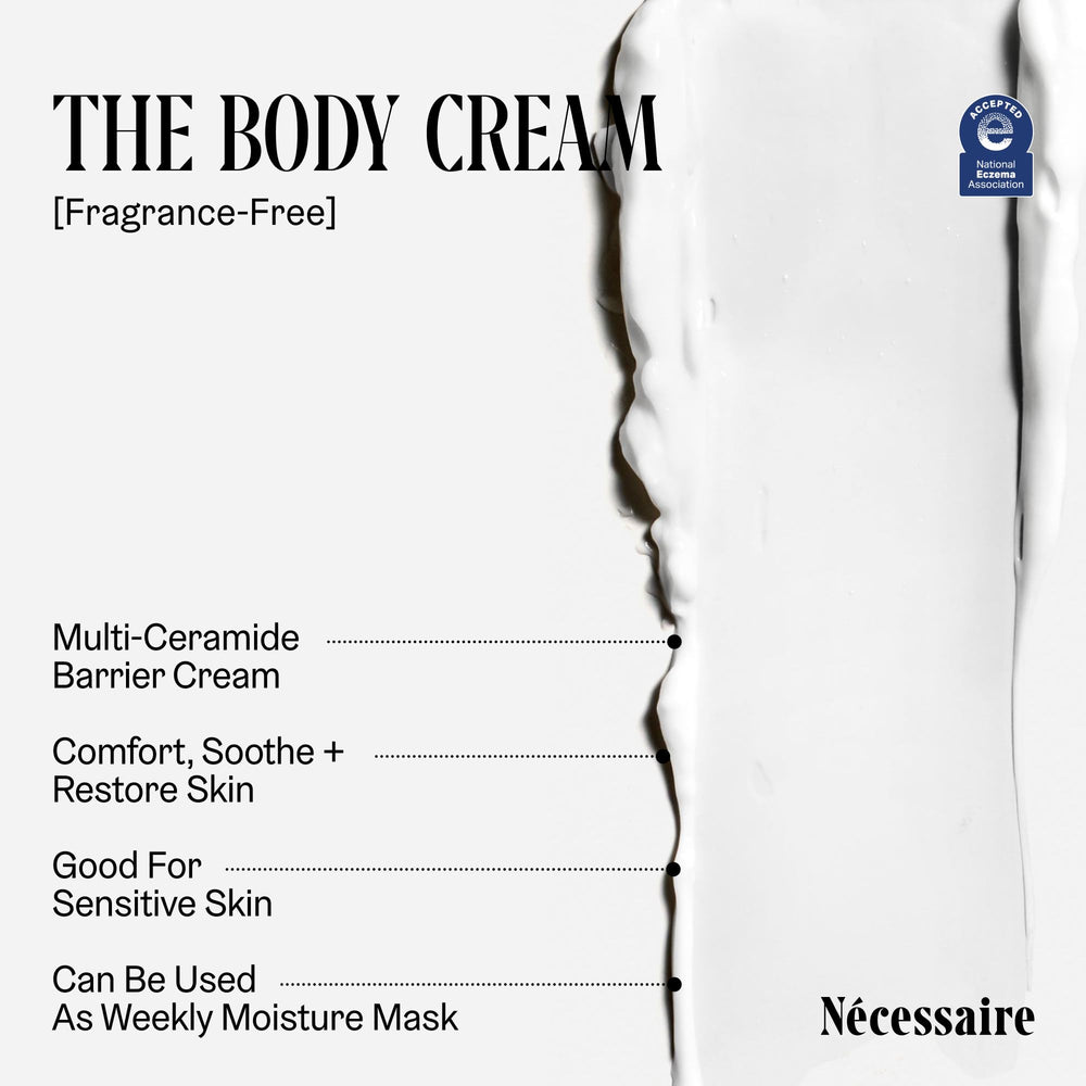 Nécessaire The Body Cream ceramides formula close-up for skin barrier care