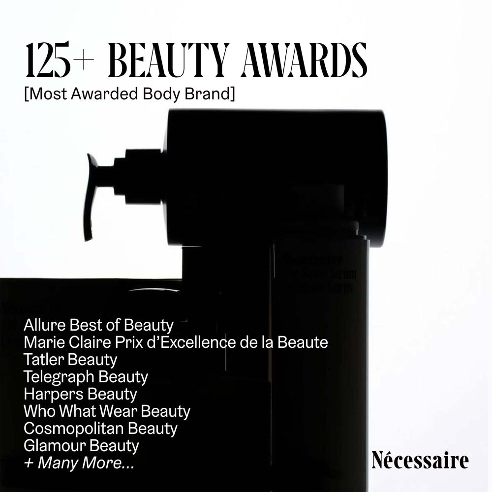 Nécessaire The Body Cream dermatologist-tested badge on label