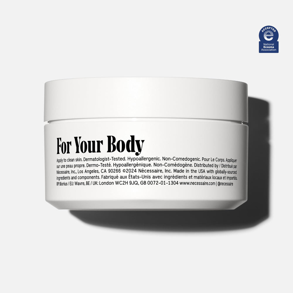 Nécessaire The Body Cream niacinamide application close-up highlighting barrier support