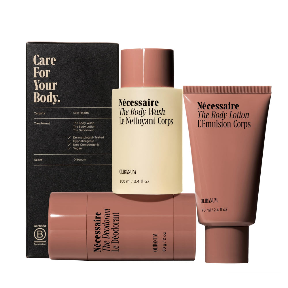 Nécessaire Body Essentials Mini front view for travel-friendly routine