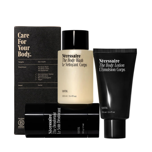 Nécessaire Body Essentials travel-size body wash for a refreshing daily cleanse.