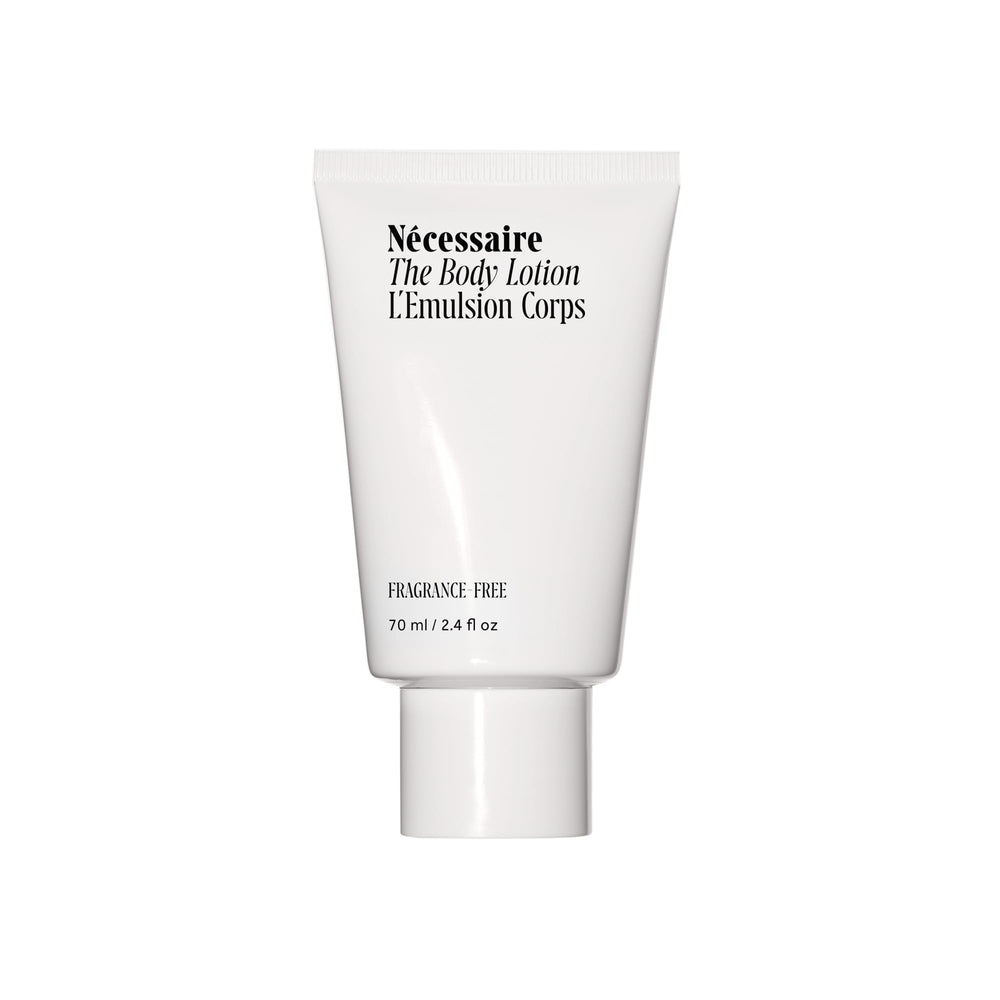 Nécessaire The Body Lotion bottle, 2.4 oz, ideal for daily moisture and quick absorption.
