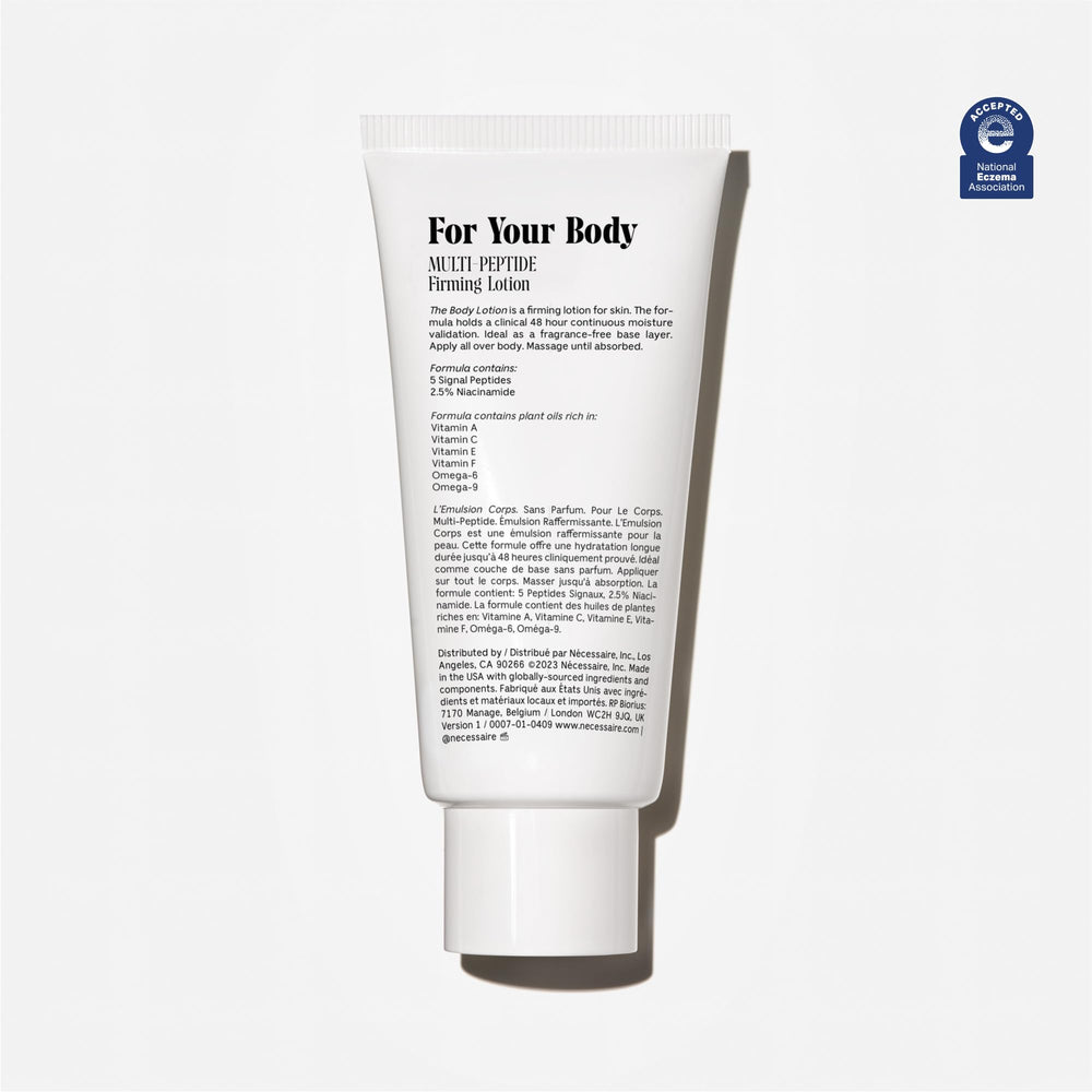 Nécessaire body lotion with niacinamide close-up highlighting barrier-supporting ingredients