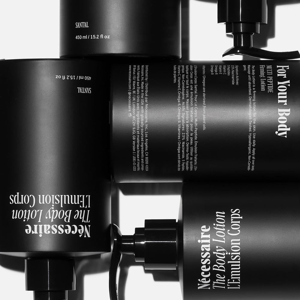 Nécessaire Santal bottle emphasizes Niacinamide 2.5 percent in the formula.