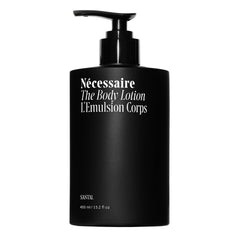 Nécessaire The Body Lotion Santal bottle highlights a woodsy scent for daily hydration.