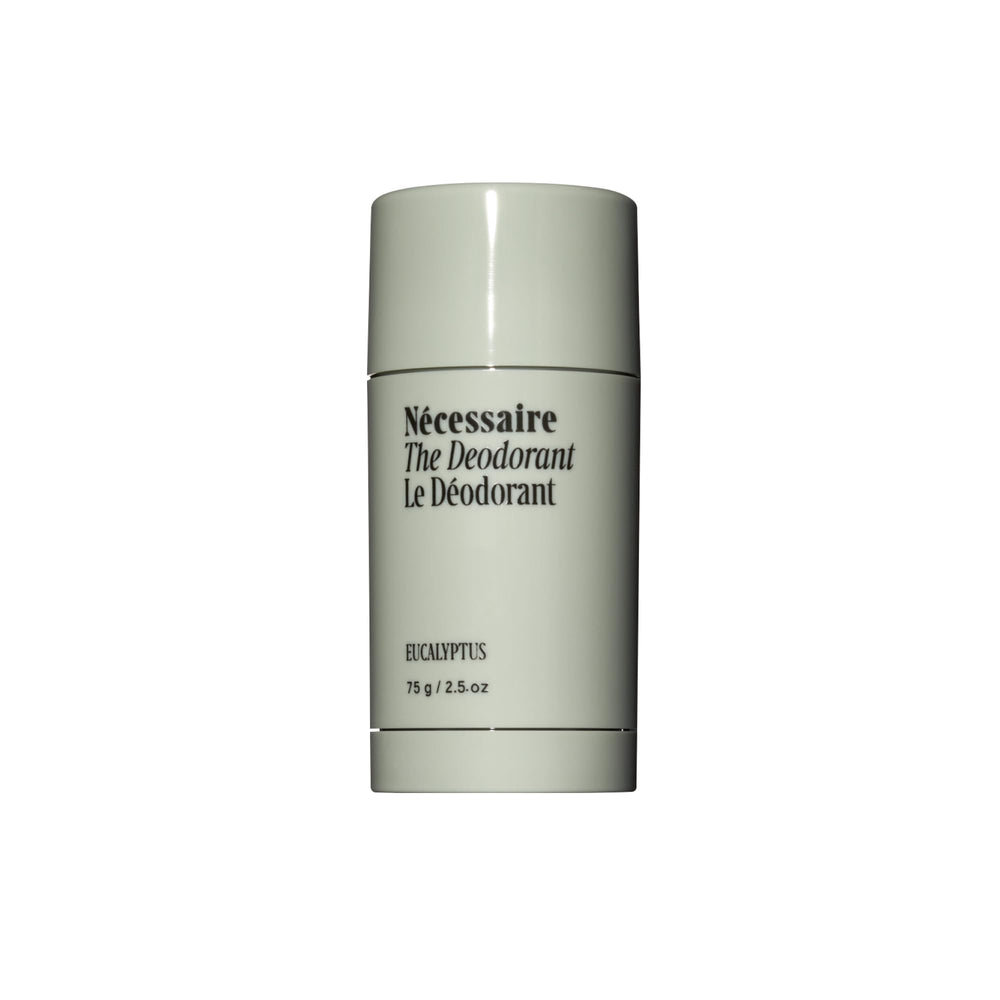 Nécessaire eucalyptus deodorant bottle front view, aluminum-free freshness for daily use.