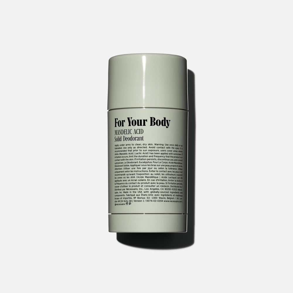 Nécessaire eucalyptus deodorant bottle side view highlighting long-lasting odor control.
