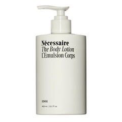 Nécessaire Hinoki body lotion bottle front for daily moisturizing and easy application.
