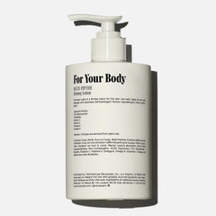 Texture close-up shows fast-absorbing Nécessaire Hinoki body lotion.