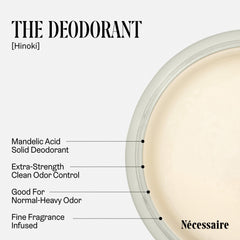 Hinoki deodorant ingredients mandelic acid, zinc ricinoleate and triethyl citrate