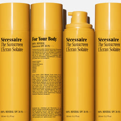 Nécessaire sunscreen cream texture indicating a non-greasy glide.