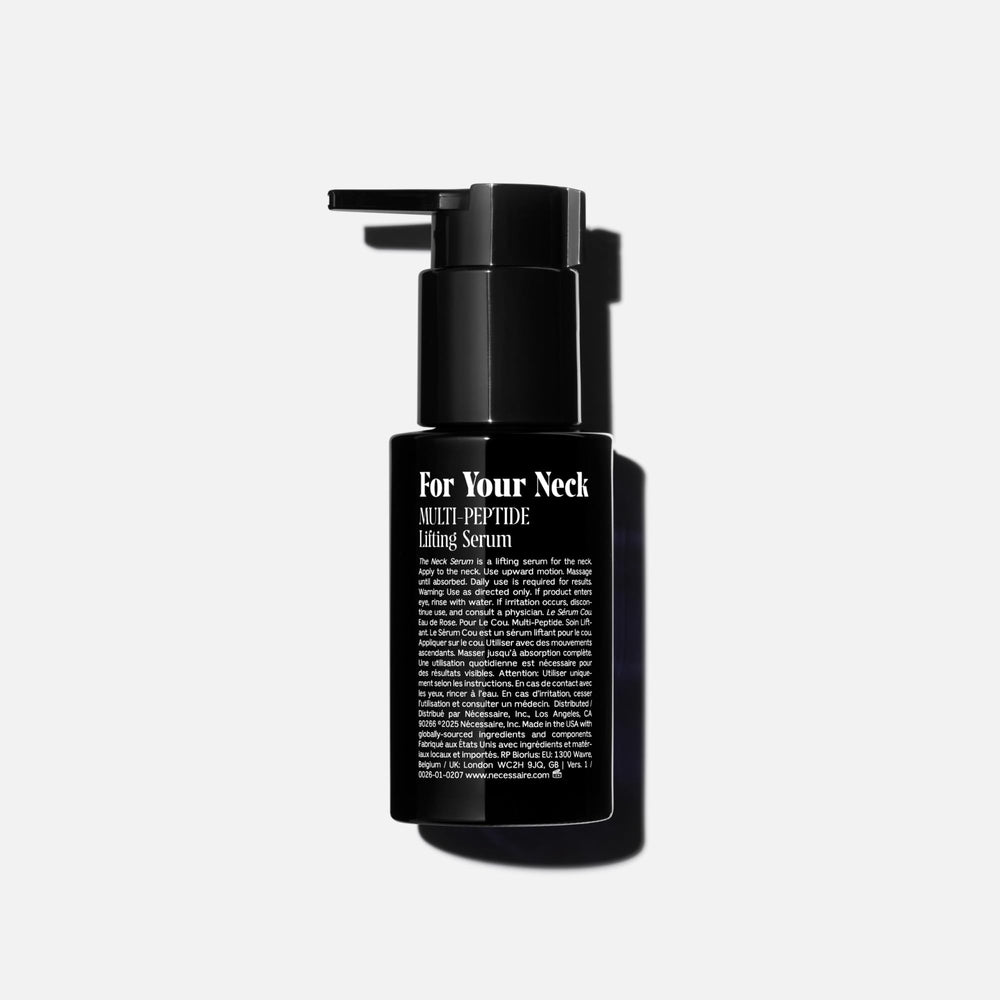 Close-up of Nécessaire The Neck Serum with five peptides complex.