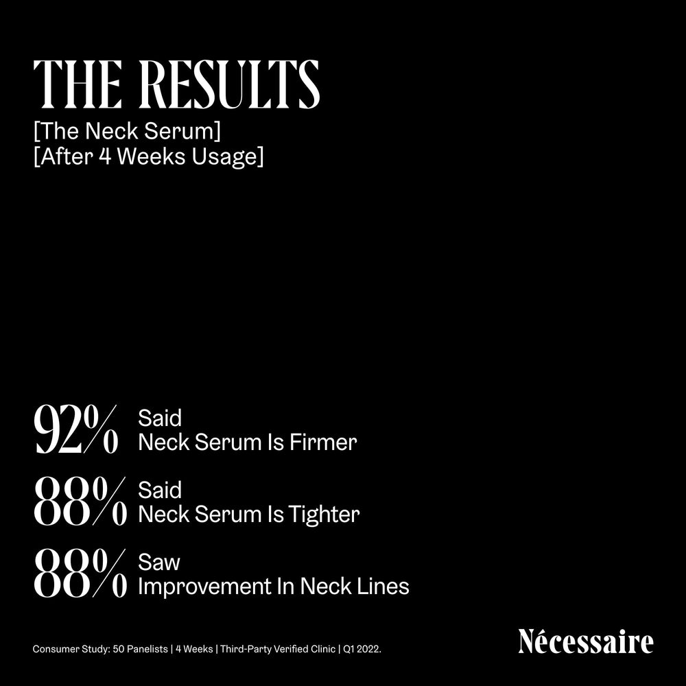 Hypoallergenic formula banner on Nécessaire neck serum packaging.
