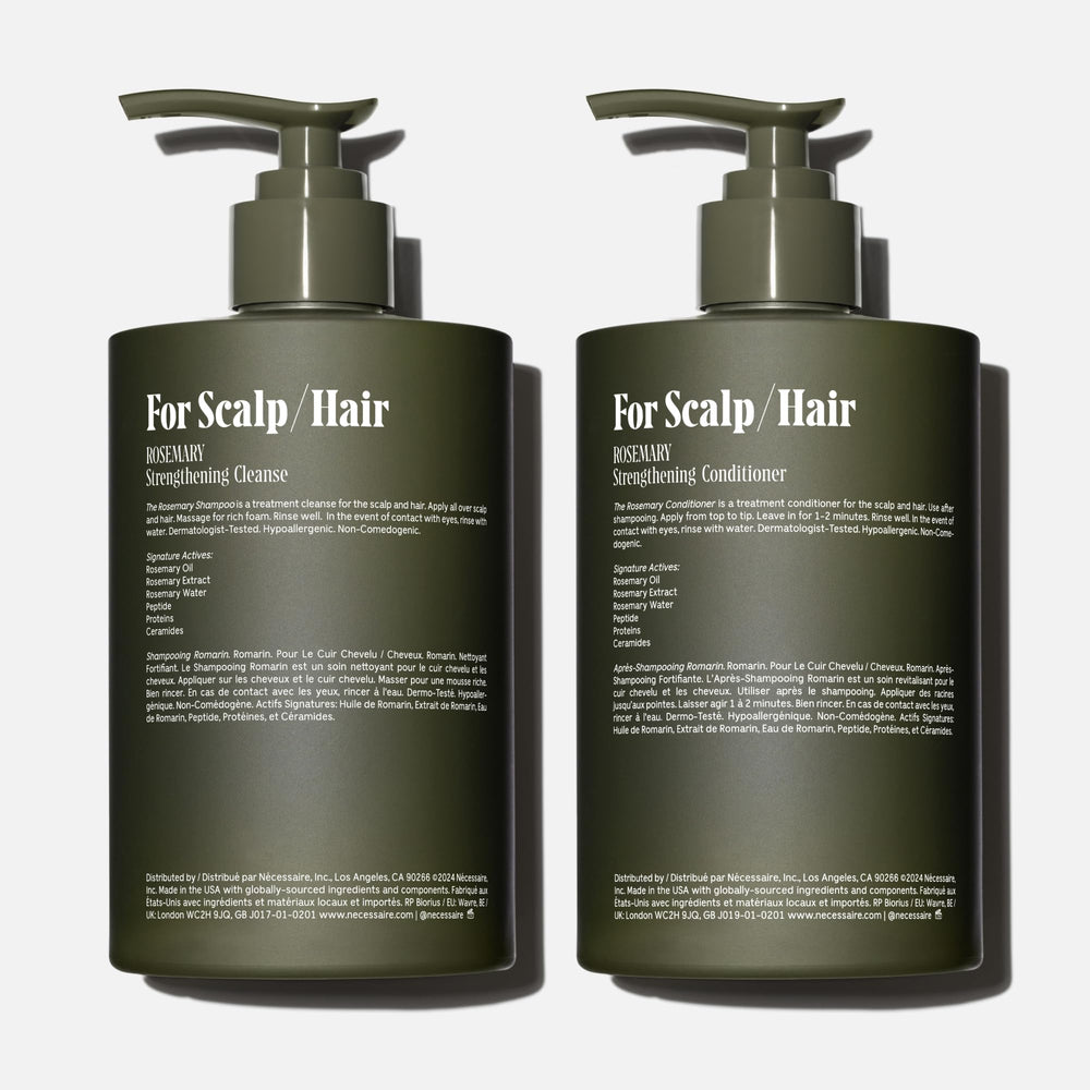 Nécessaire Rosemary Conditioner bottle shows detangling-friendly texture and softening formula.