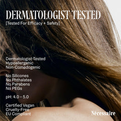 Nécessaire Rosemary Conditioner dermatologist-tested claim on packaging