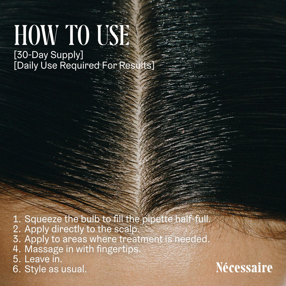 Dermatologist-tested label on Nécessaire Rosemary Serum packaging