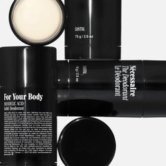 Nécessaire Santal deodorant packaging highlighting clean ingredients.