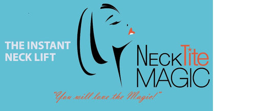 NeckTITE Magic instant-neck-lift strip applied behind the neck for a smoother neckline.