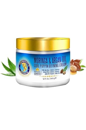 Nefertiti's Secrets Moringa Oil Curl Defining Cream front jar for defined, shiny curls.