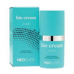 NEOCUTIS Bio Cream Firm label closeup highlights peptides for smoother skin.