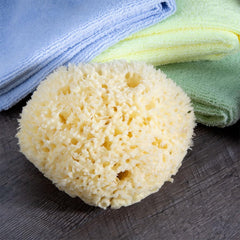 Neptune Natural Sea Wool Sponge renewable all-natural product, Mediterranean harvest highlights eco-friendly bath tool.