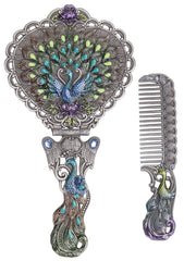 Nerien vintage peacock mirror with heart shape, portable vanity companion for precise makeup checks.