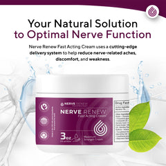 NERVE RENEW menthol-rich formula close-up emphasizes cooling sensation.
