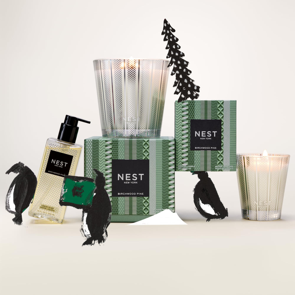 NEST New York Birchwood Pine packaging display, perfect for gifting or guest bathroom setups.