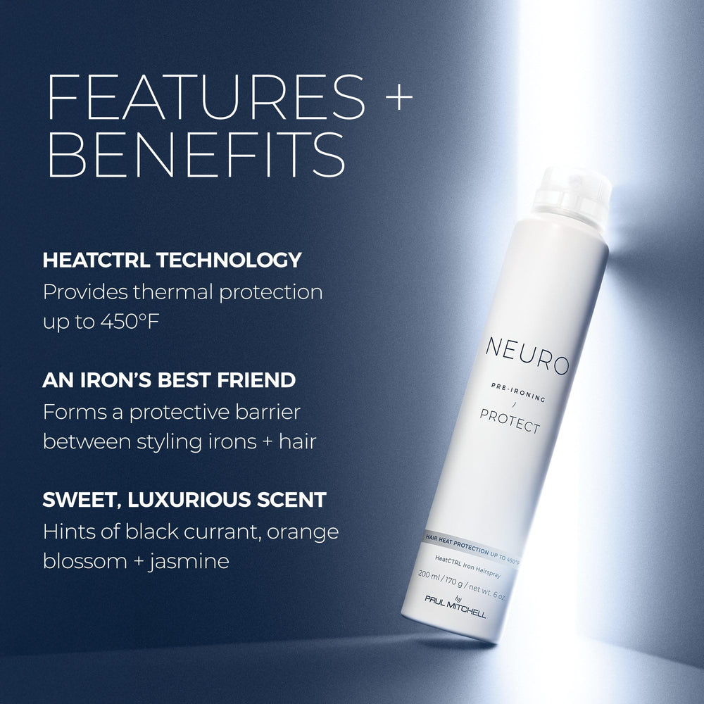 Mist on hair demonstrates heat protection and hold.