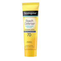 Travel size Neutrogena Beach Defense SPF 70 pack for on-the-go protection.
