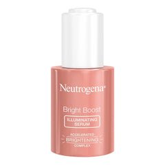 Neutrogena Bright Boost Serum bottle close-up highlighting the brightening formula