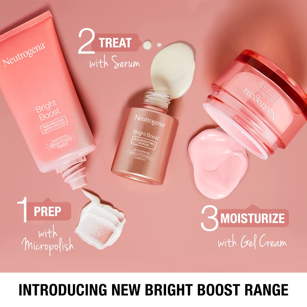 Neutrogena Bright Boost Serum image emphasizing glow and refreshed skin