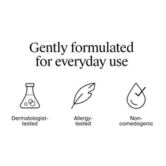 Dermatologist-tested badge implies careful formulation for sensitive or reactive skin