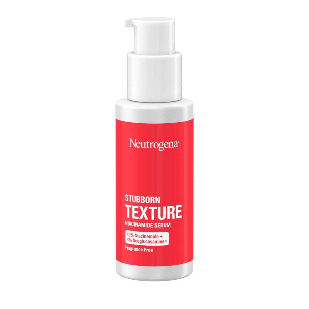 Neutrogena Stubborn Texture Serum Niacinamide highlighted as the 10% key ingredient.