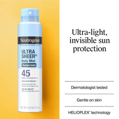 Neutrogena Ultra Sheer Body Mist provides weightless, quick-absorbing coverage.