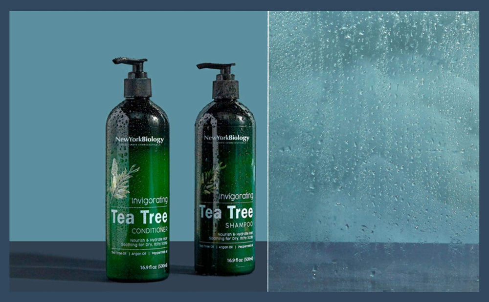 New York Biology Tea Tree Conditioner cruelty-free badge indicating ethical, USA-made ingredients.