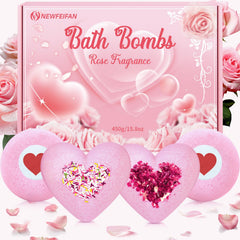 NEWFEIFAN valentines bath bombs XXL heart pack for romantic gifting