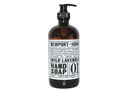 Newport Home Hand Soap Co bottle with wild lavender scent for everyday cleansing.