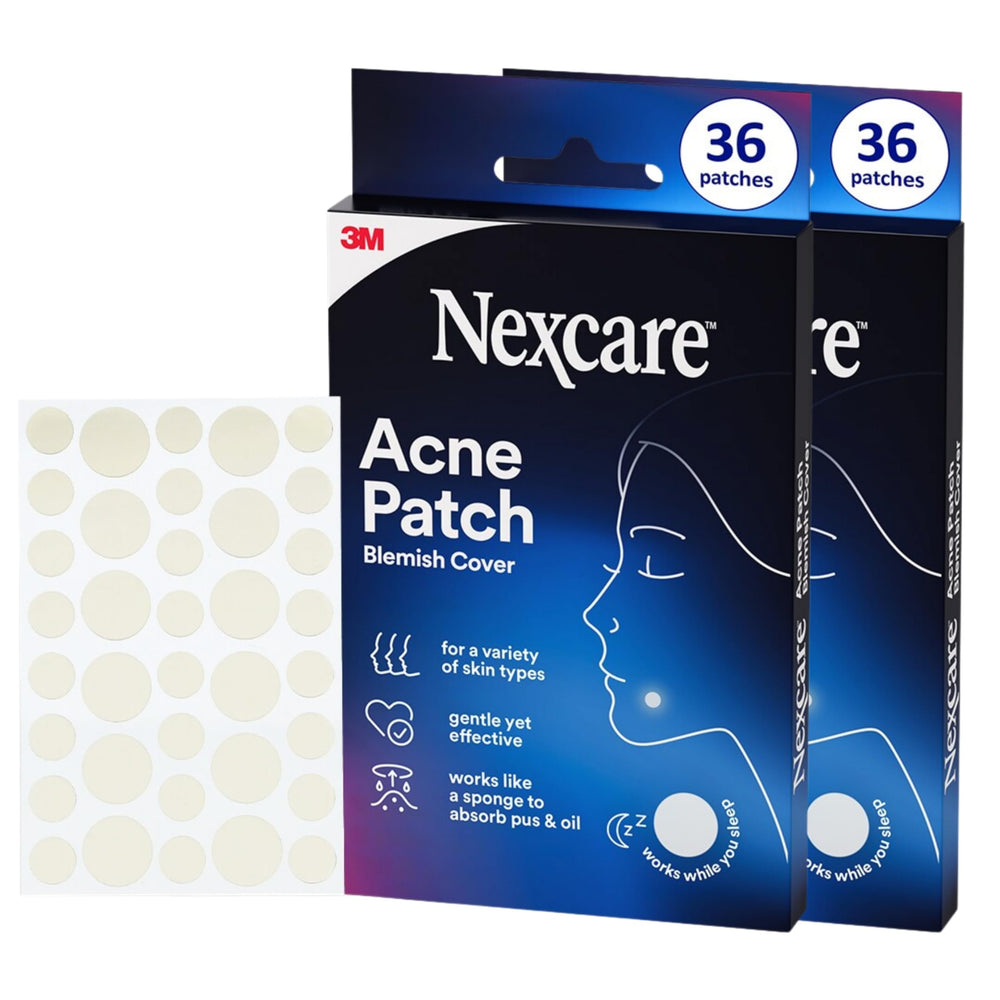 Nexcare Acne Absorbing Covers package showing two boxes of patches