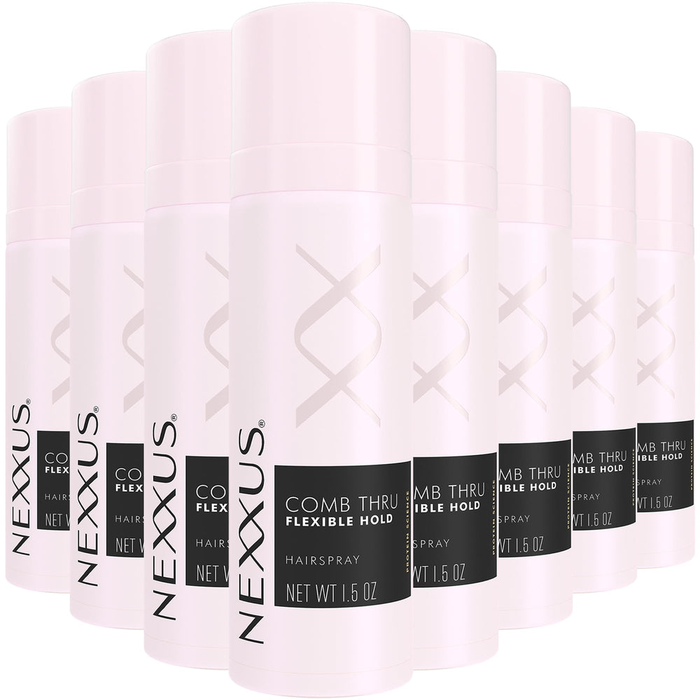 Nexxus Comb Thru bottle pour delivers brushable, all-day hold
