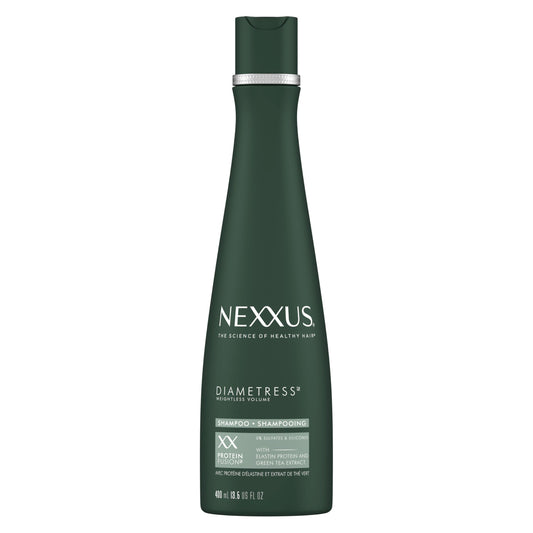 Nexxus Diametress bottle pours to boost volume on fine hair.