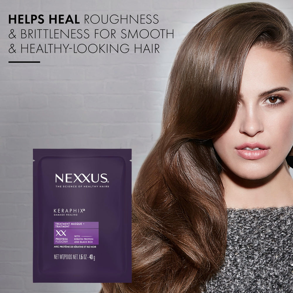 Nexxus Keraphix masque jar closeup highlights packaging and premium formulation