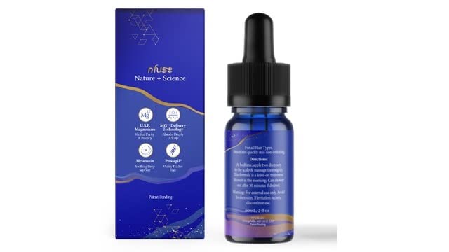 nfuse NightCap serum dropper pouring for precise scalp application